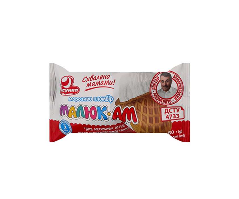 Морозиво Ласунка Малюк-АМ  ваф ст 80г(107892)