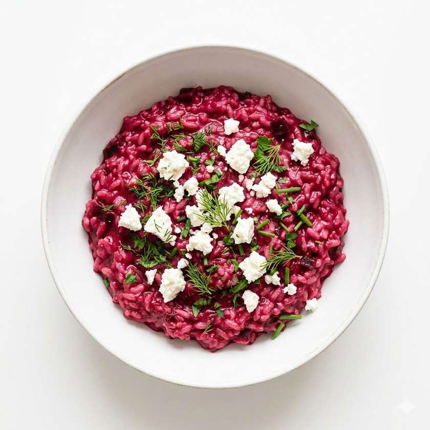 Beetroot Risotto with Feta Cheese