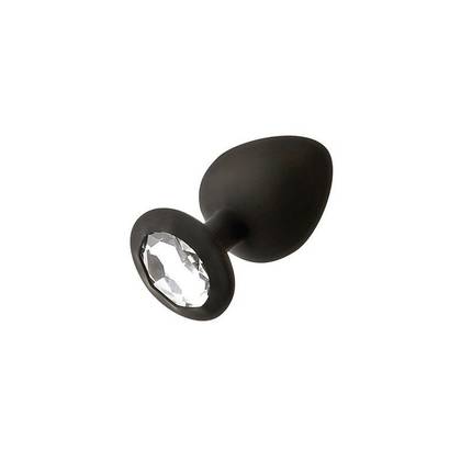 Attraction Silicon Jewel Plug L: Čierny análny kolík s drahokamom (9,5 cm) 370134