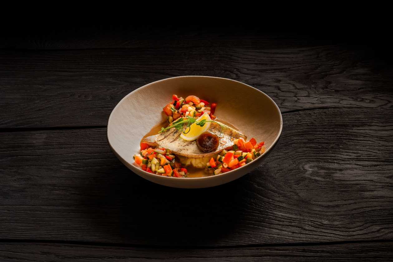 Sterlet Fillet Steak with Caramelized Onion Sauce