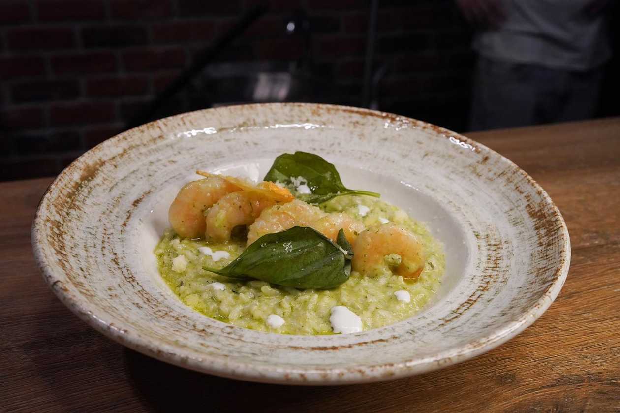 Green Risotto with Shrimp