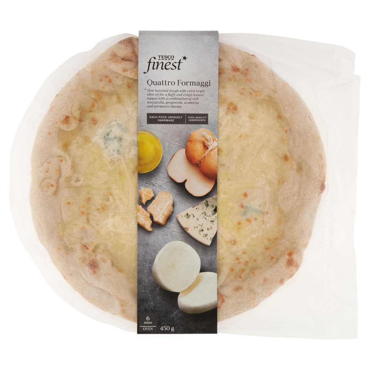 TESCO FINEST QUATTRO FORMAGGI PIZZA 450 g