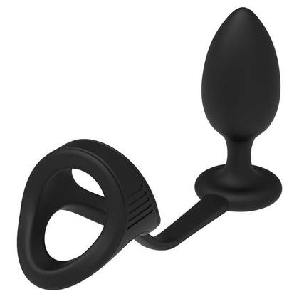 Erekčný krúžok s kónickým análnym plugom Ramrod Cockstrap With Anal Plug Black 22183