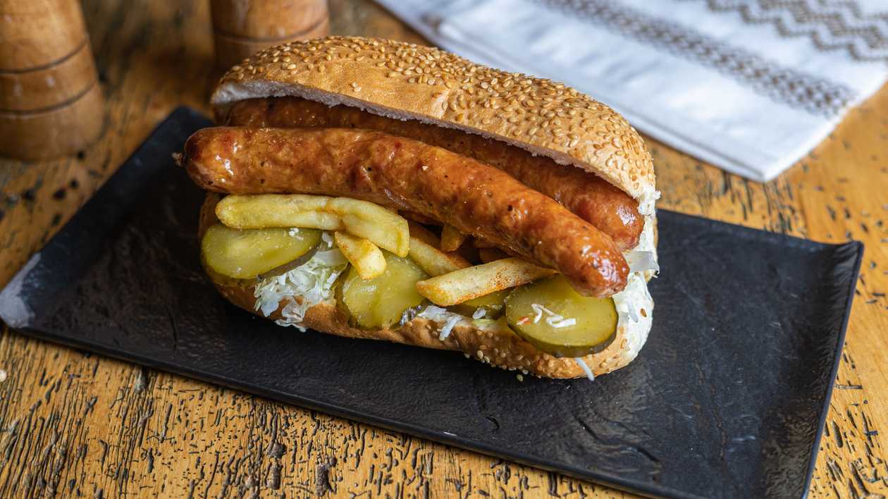 Turkey and Chicken Sausage Sandwich in a Bun