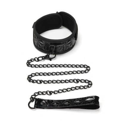 BDSM set obojok a vôdzka WhipSMART Diamond – čierny lakovaný komplet 160590