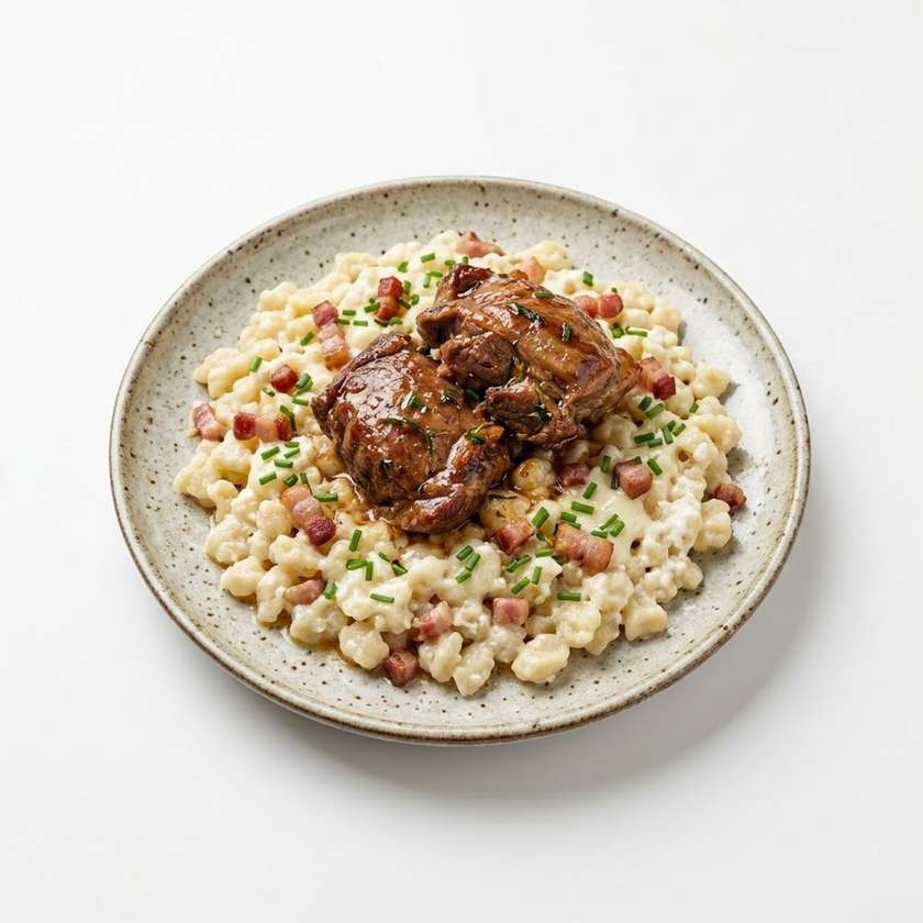 Bravčové líčka na bryndzových haluškách 150g / 1,3,7