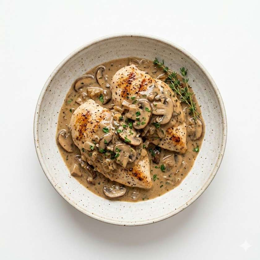 Kuracie prsia na prírodno s dubákovou omáčkou