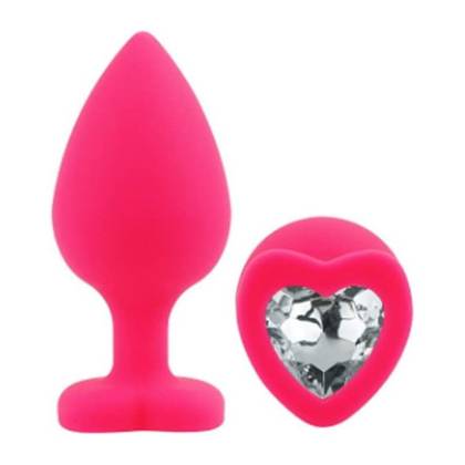 Silikónový análny kolík Jeweled Heart Pink M HPMP