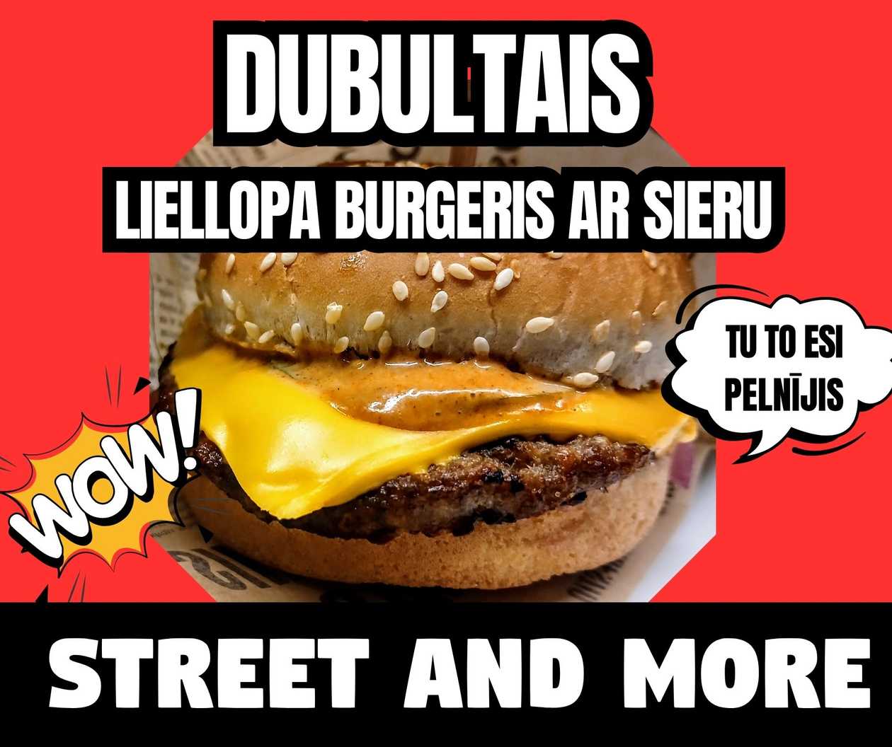 Dubultais Junioru Liellopa burgeris ar sieru