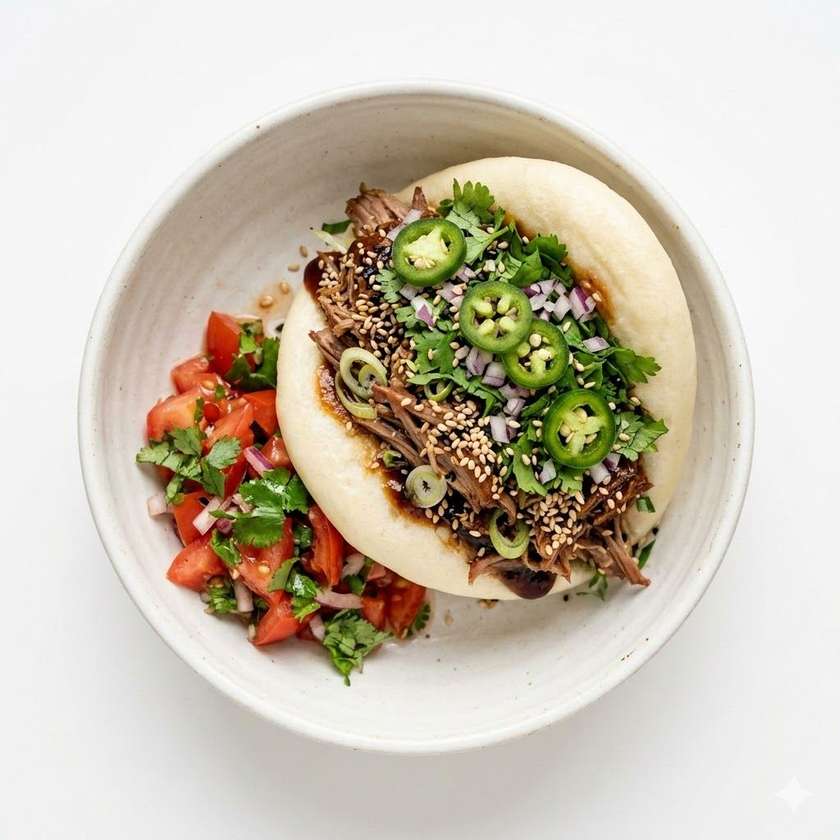 180g Bao buchty s trhaným kačacím mäsom a sezamom (1,3,7,11,12)