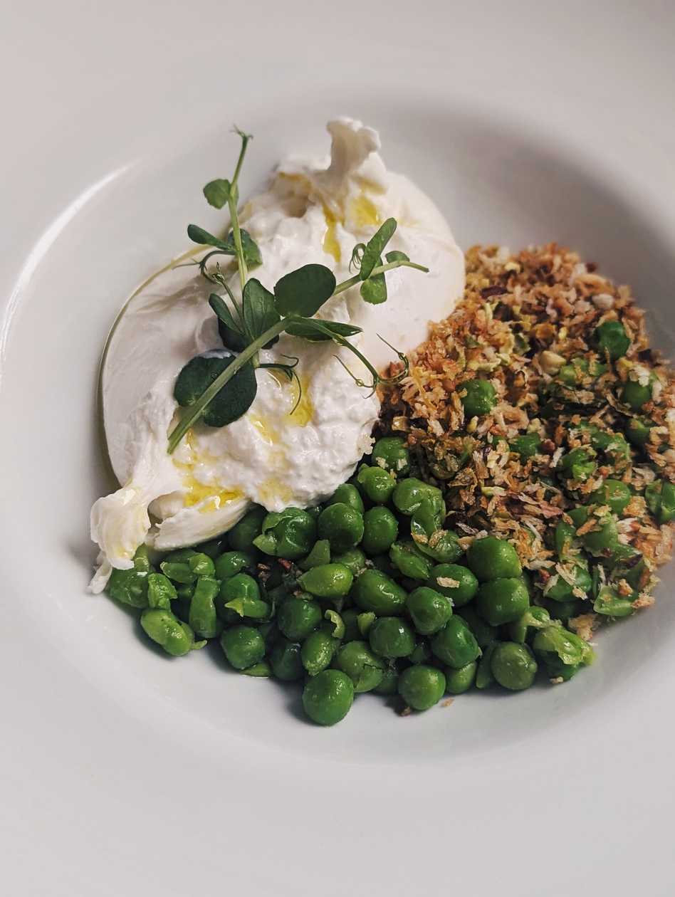 Burrata with Spring Peas