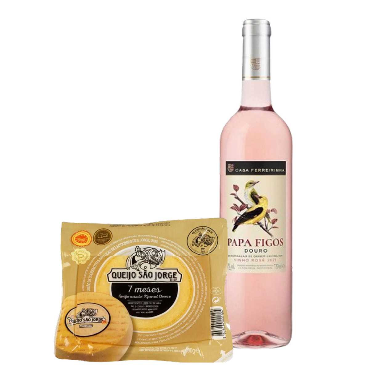 Pack Queijos & Vinhos: Queijo São Jorge & Papa Figos Vinho Rosé 75 cl