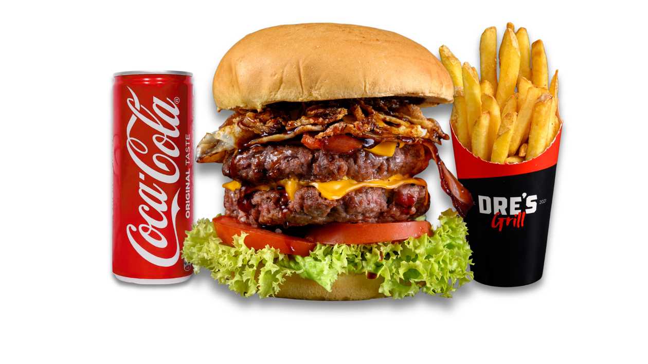 Dre’s Burger + Fries + Soft Drink