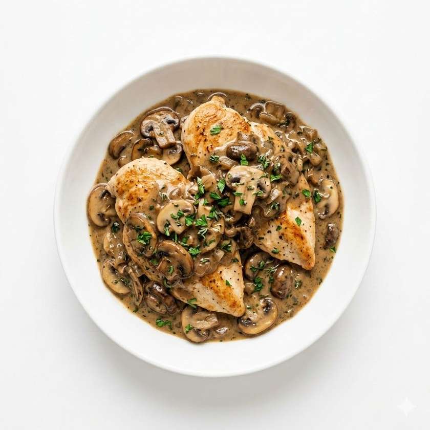 Chicken steak in mushroom sauce