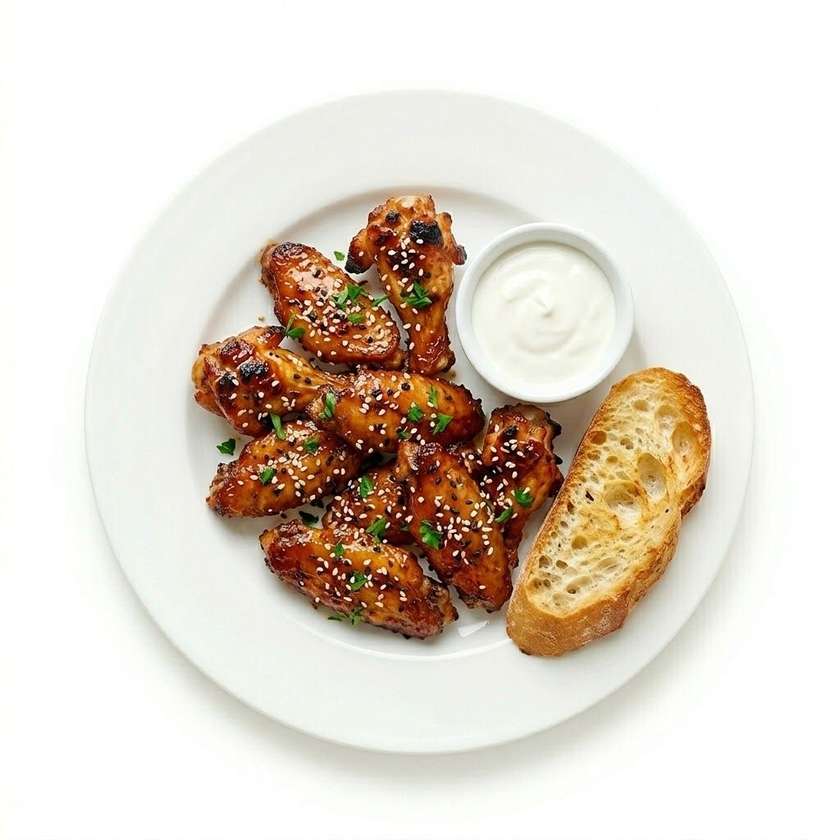 Grilled chicken wings in spicy honey marinade