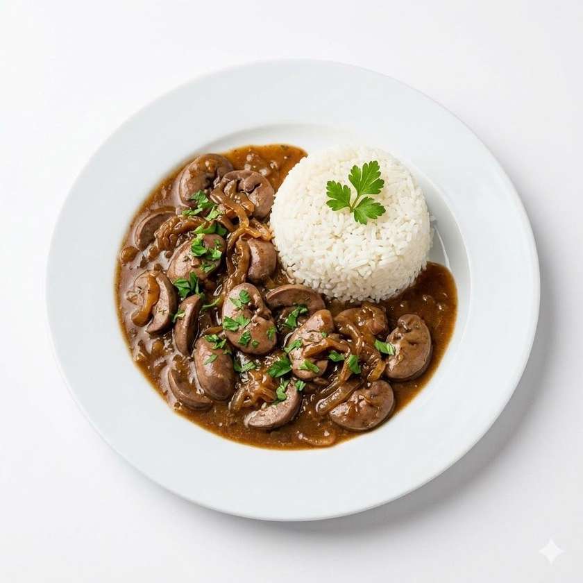 Domácí žemlovka s karamelizovanými hruškami, tvarohem a skořicovým sněhem