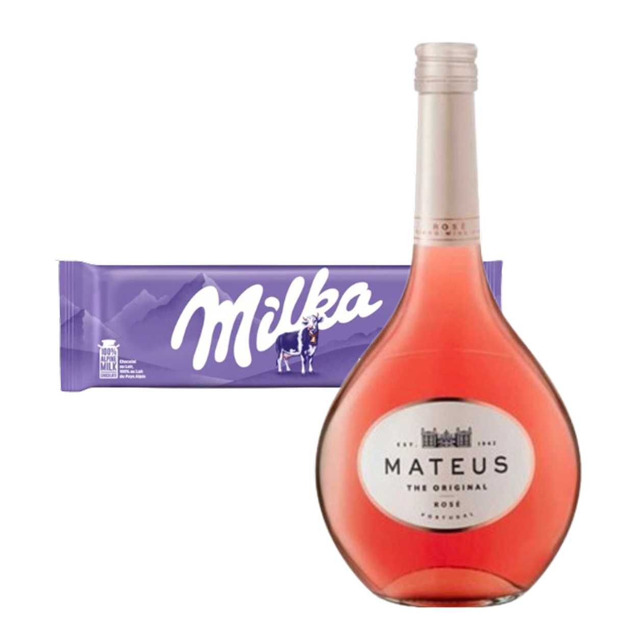 Bundle Tablete Milka & Mateus Rosé Original Vinho 37,5 cl