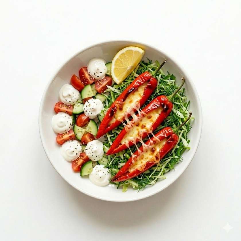 Fried chilli peppers stuffed with cheese