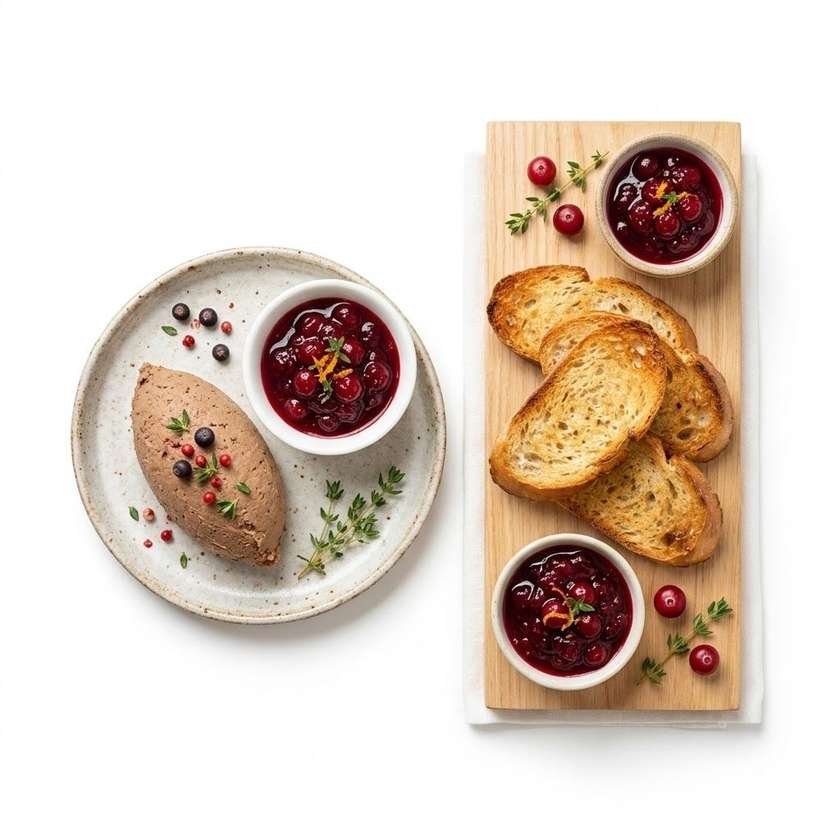 Pork pate with cranberry jam and toasted baguette