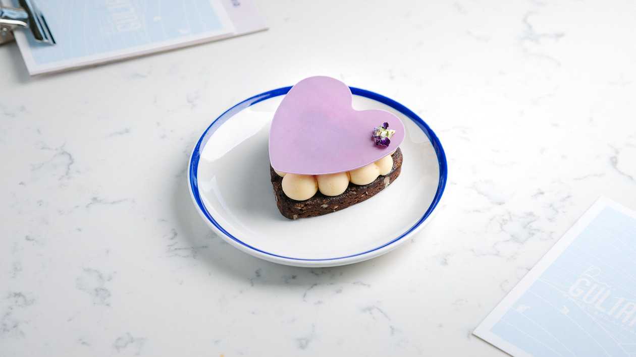 Walnut Brownie with Pink Chocolate Crust