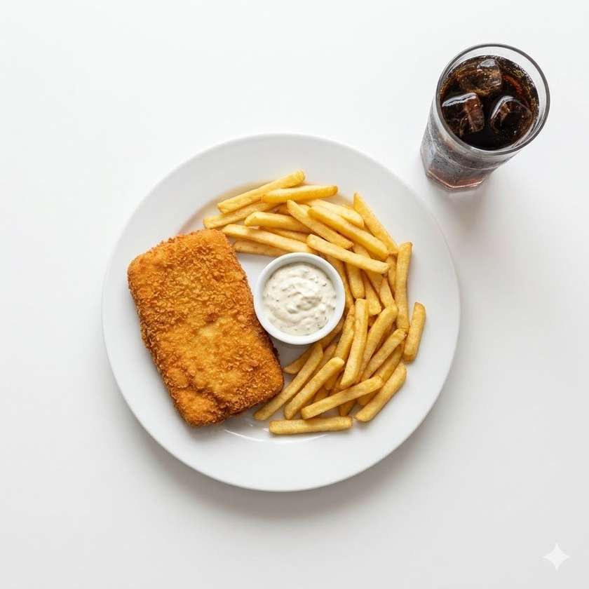 Smažený eidam, hranolky, tatarka + Pepsi