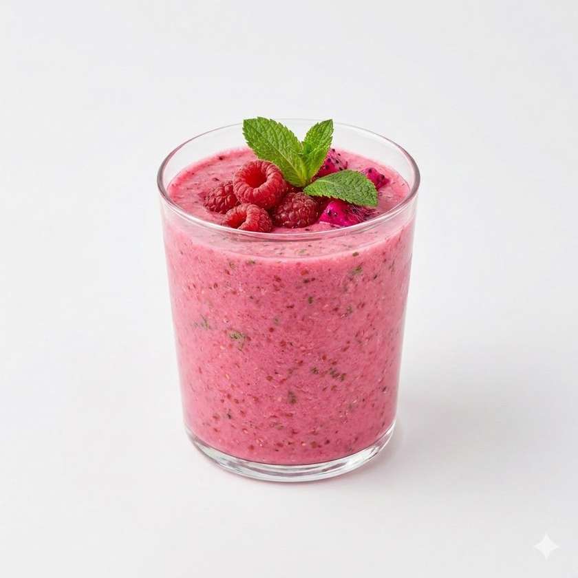 Smoothie DRAK ( dračí ovoce, maliny, banán, kososové mléko, máta) 500 ml