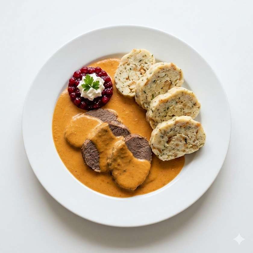 Beef sirloin in cream sauce