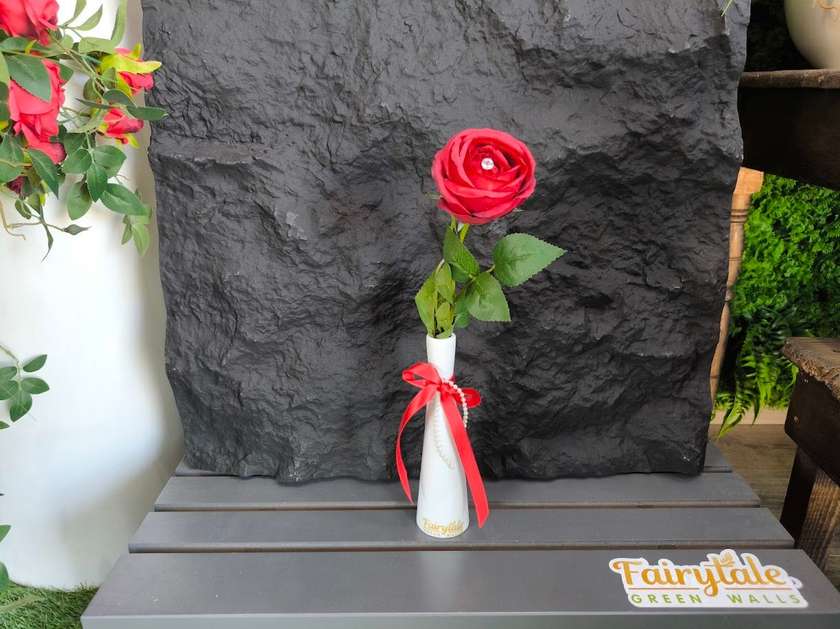 White Vase with a Real touch rose 🌹