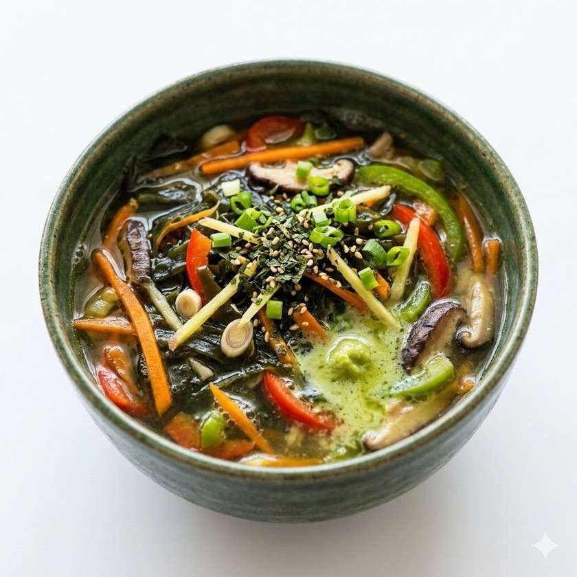 S morskými riasami a wasabi