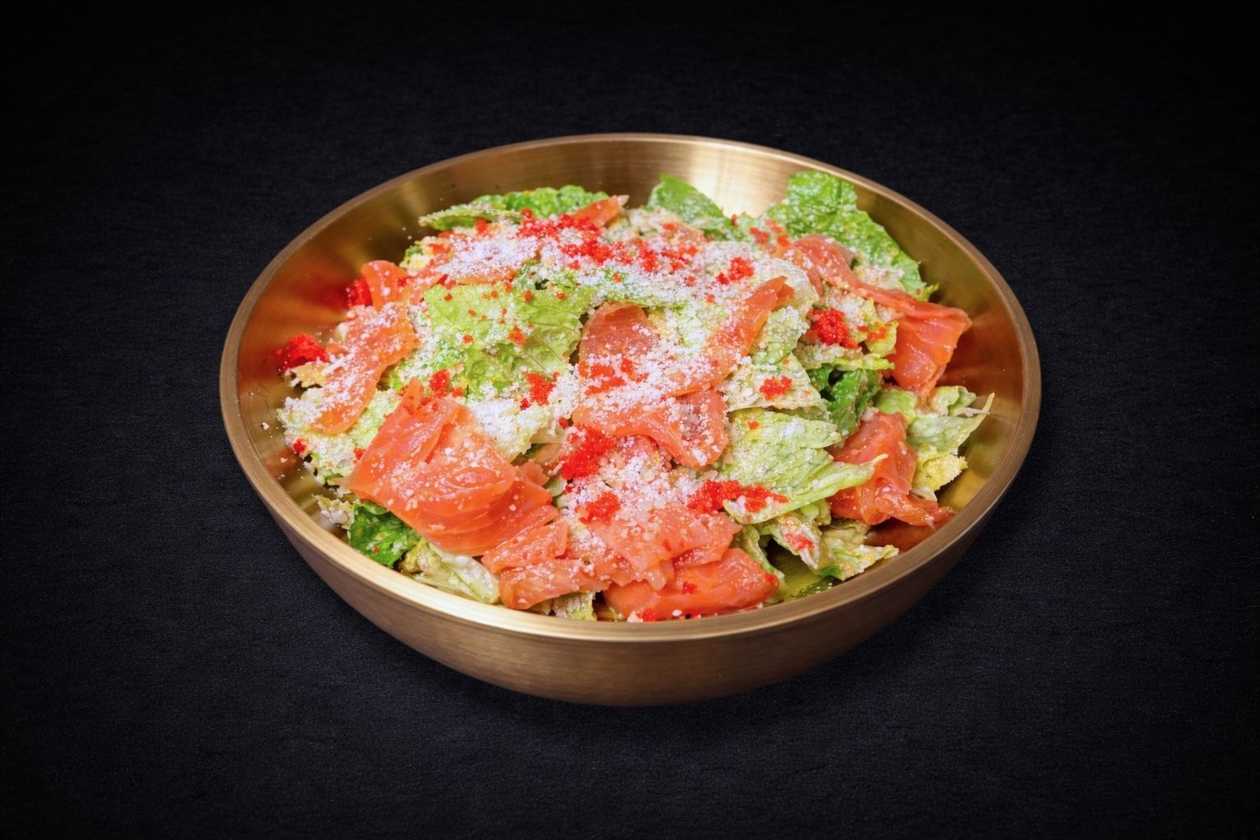 Caesar Salad with Gravlax Salmon