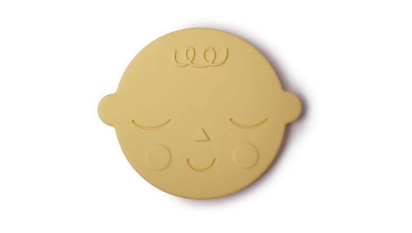Mushie geltonas silikoninis kramtukas Face Banana Cream