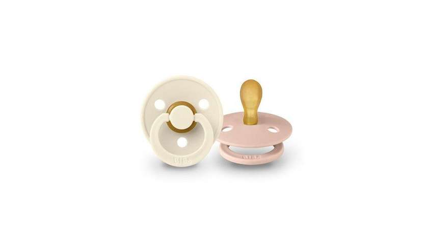 BIBS Colour čiulptukai Ivory / Blush (simetrišku žinduku), 2 vnt, 0-6 mėn.