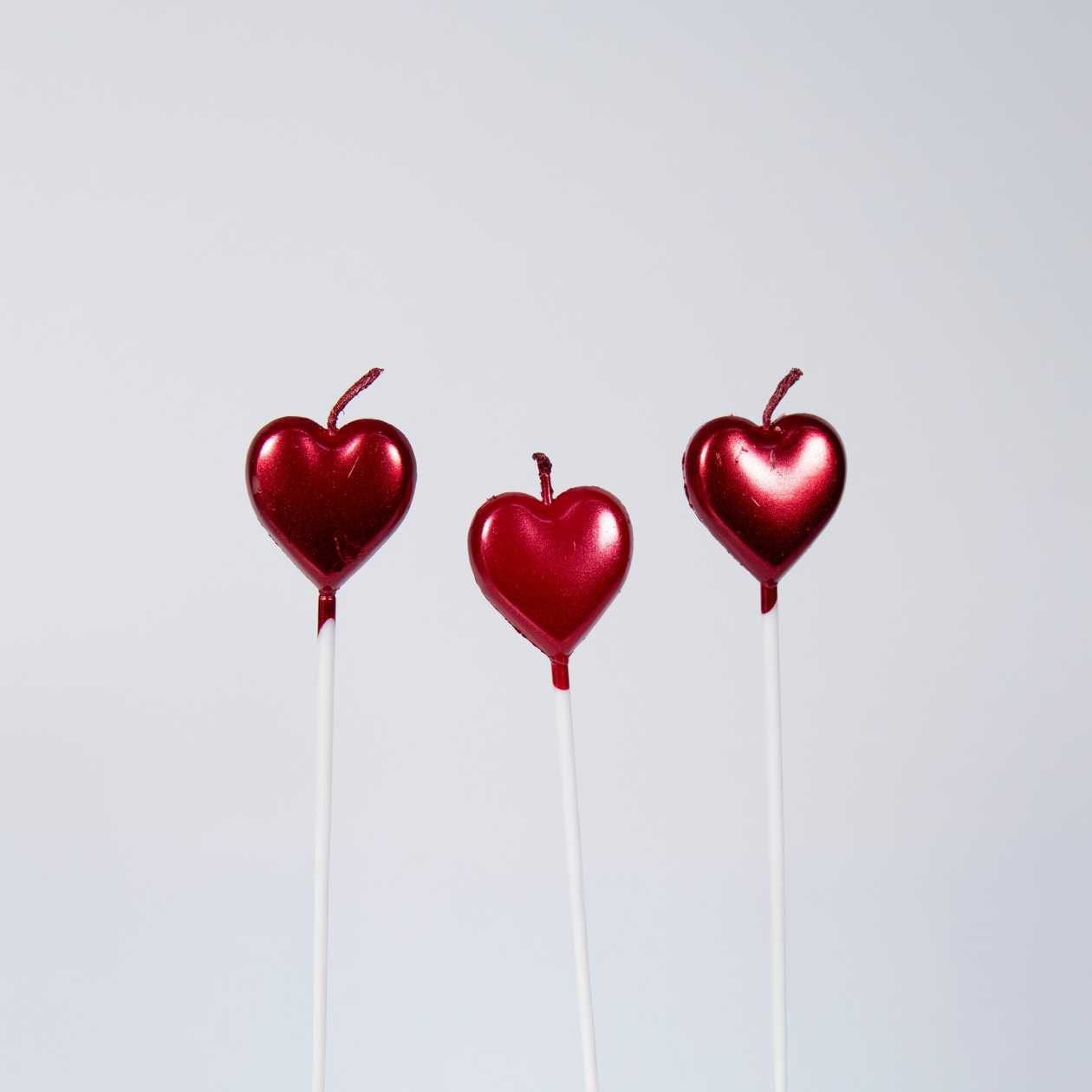 One - Red Heart Candle