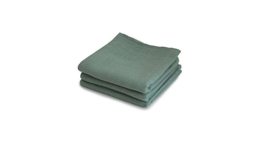Mushie trys žali muslino vystyklai - merliukai Roman Green