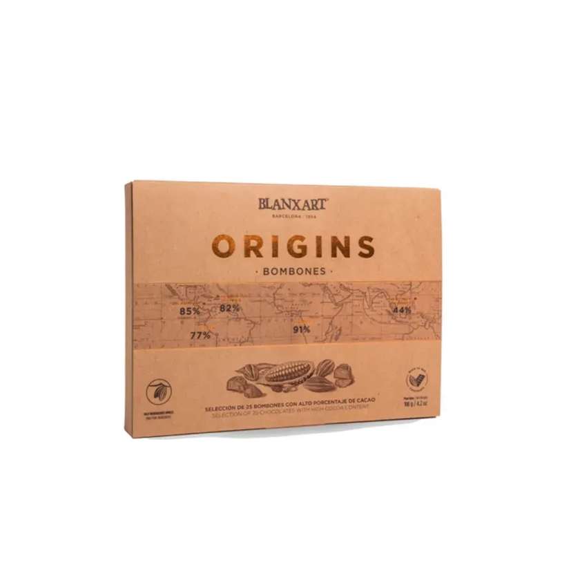 BLANXART ORIGINS chocolate assortment, 25 Single Origin candies in a box, 118g