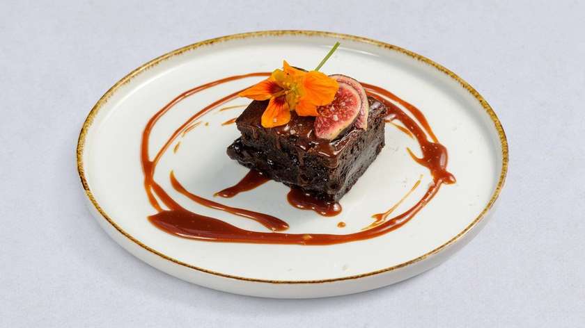 Chocolate Brownie with Smoked Salt and Salted Caramel