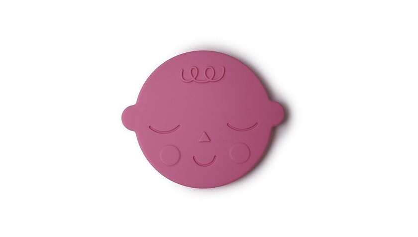 Mushie raudonas silikoninis kramtukas Face Bubblegum
