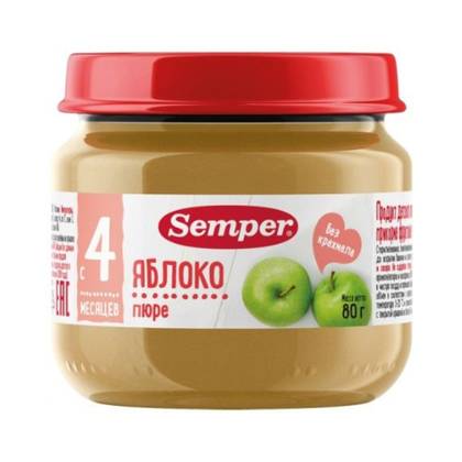 Semper - Unsweetened Apple Fruit Puree /4 months+/ 80g 6489