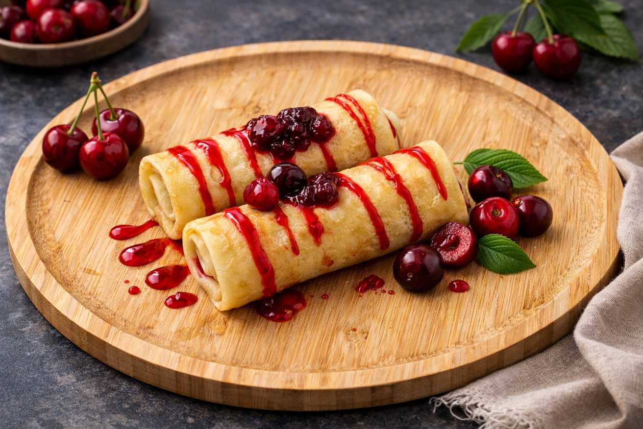 Pancake with cherries