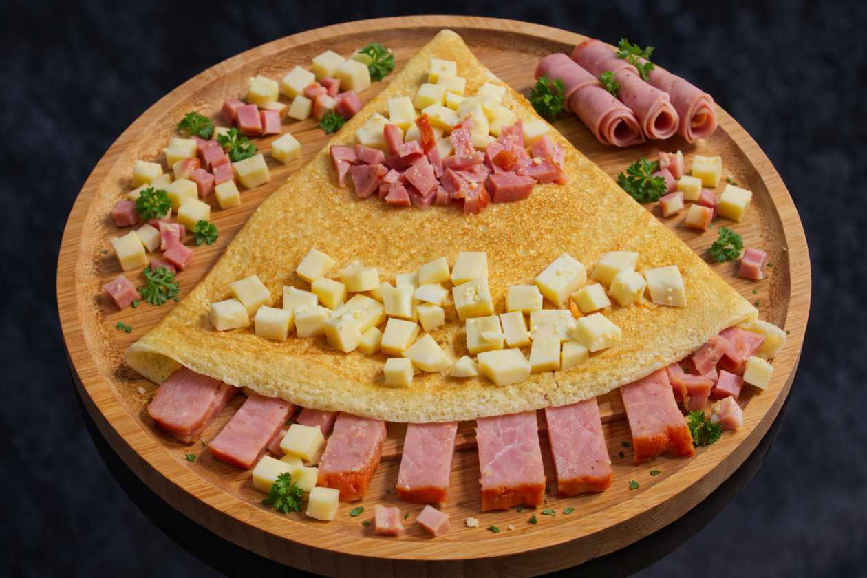 Crepe with cheese and bacon