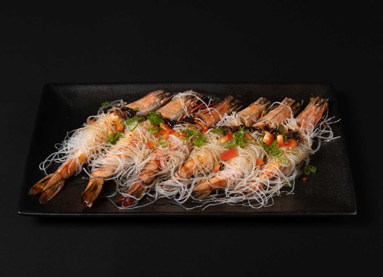 Fasting Steamed Prawns with Vermicelli