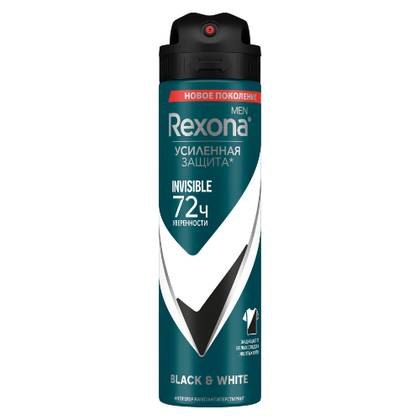 Rexona - Men's Deodorant Spray Black and White Invisible 150ml 6355/6584/0340/0130