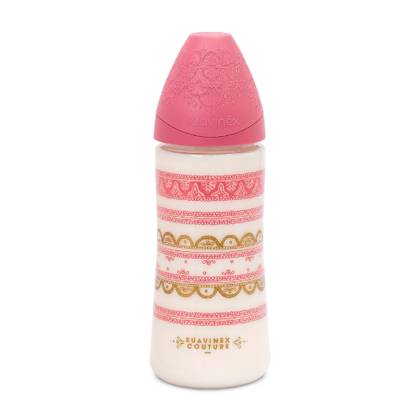 Suavinex - Pink Silicone Round Bottle, Premium /6m+/ 360ml 3346