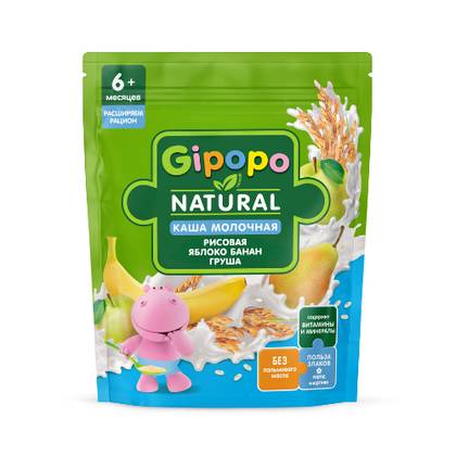 Hippo - Milk Rice Porridge with Apple, Banana, and Pear /4 months+/ 200g 3932/6643