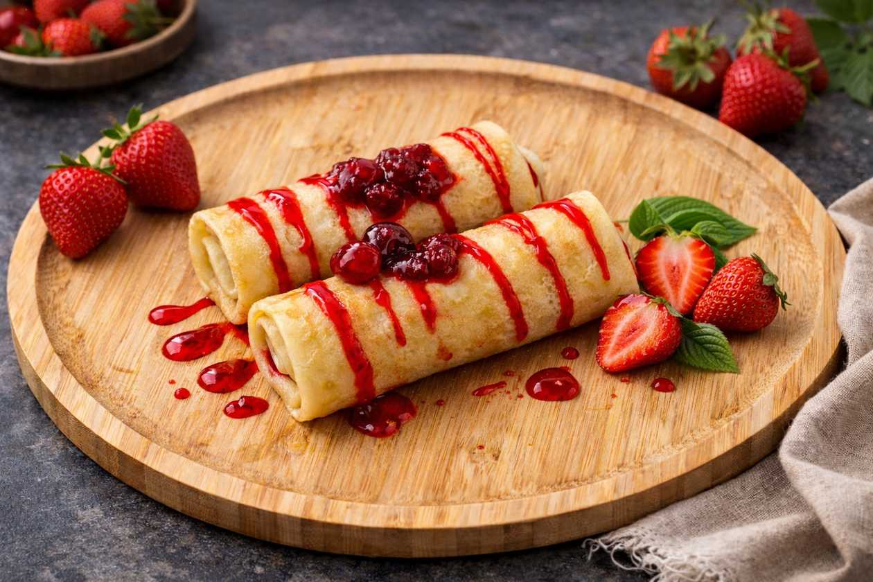 Pancake with strawberries