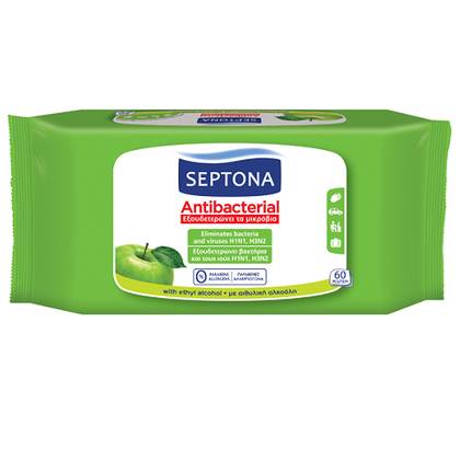 Septona - Antibacterial Green Apple Extract Wet Wipes #60