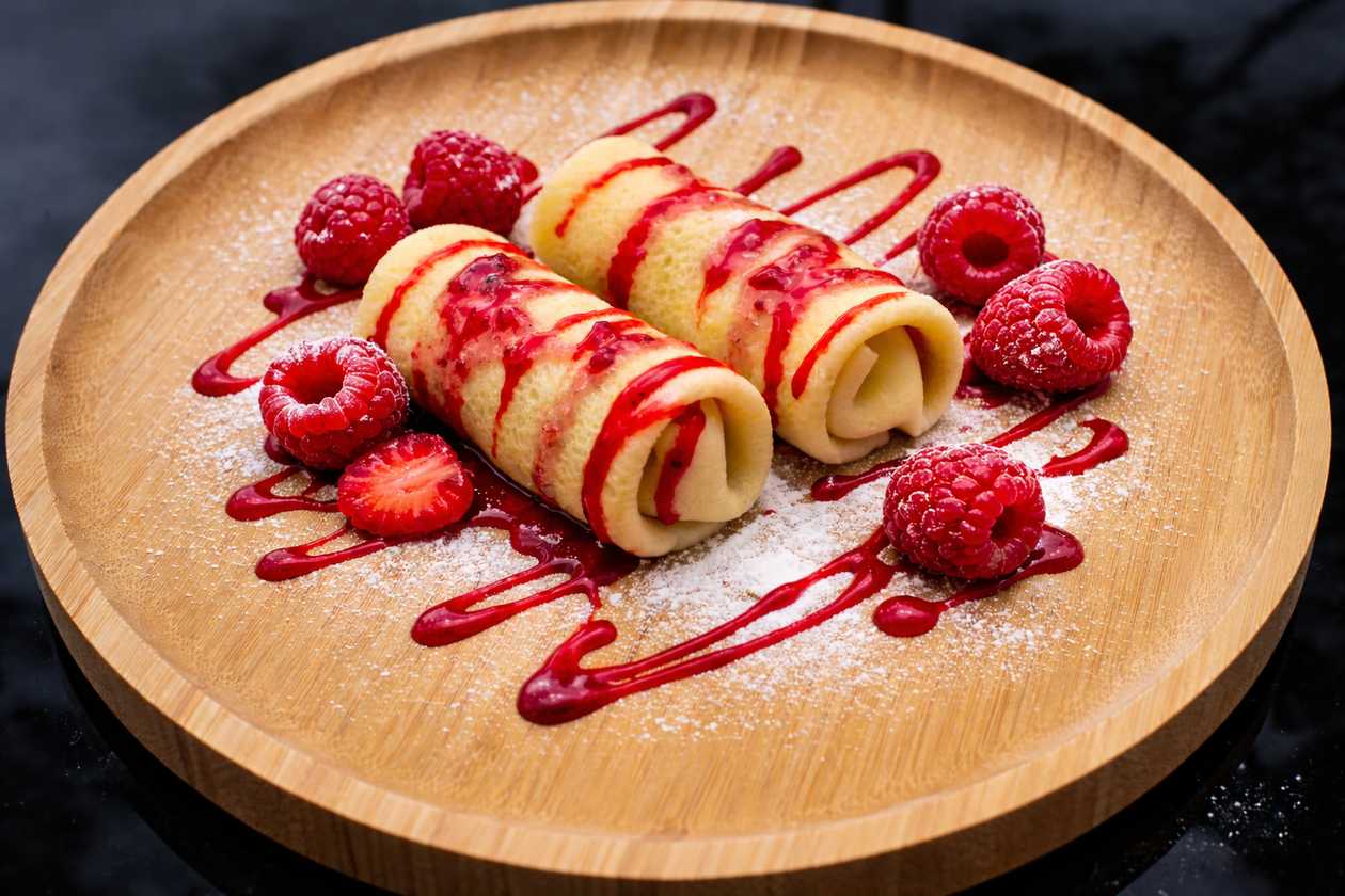 Pancake with raspberries