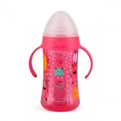 Suavinex - Bottle with Plastic Handle Pink /4m+/ 270ml 7991