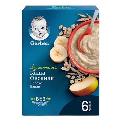 Gerber - Oatmeal with Banana and Apple, Sugar-Free, for 6 Months and Up, 180g