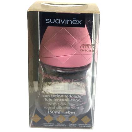 Suavinex - Round Silicone Plastic Bottle, 150ml, 0m+